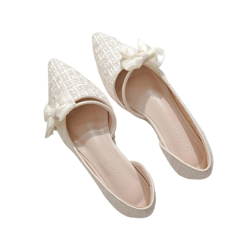 Nouvelles chaussures plates pour femmes, chaussures à bout pointu avec nœud, sandales Mueller élégantes, chaussures de cérémonie pour femmes, chaussures de créateur, Zapatos Mujer