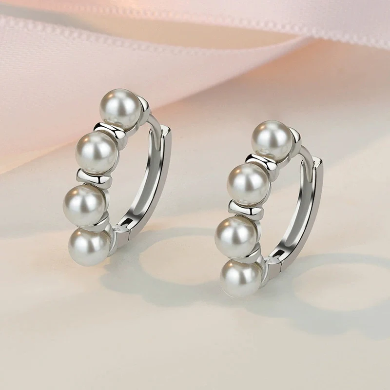

Elegant Full Pearl Earrings Fashionable and High-end feel 925 Silver Ear Buckle For Women Charm Gift KOFSAC