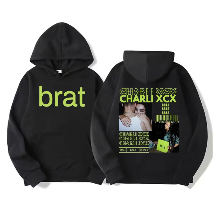 Charli XCX Brat Green 2024 Merch Sweatshirt 365 Party Girl Album Tour Hoodies Men Women's Clothing Vintage Hip Hop Casual Hoodie