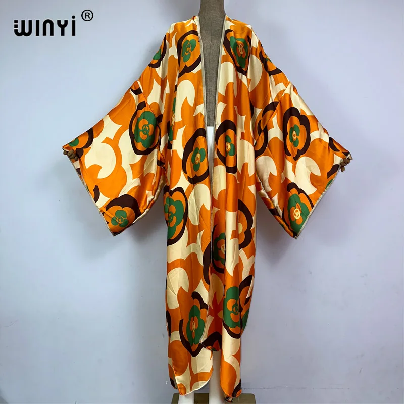 Kimono WINYI letnie kaftany z nadrukiem boho stroje kąpielowe okrycie plażowe-upy elegancki kardigan eleganckie stroje plażowe świąteczne dla kobiet