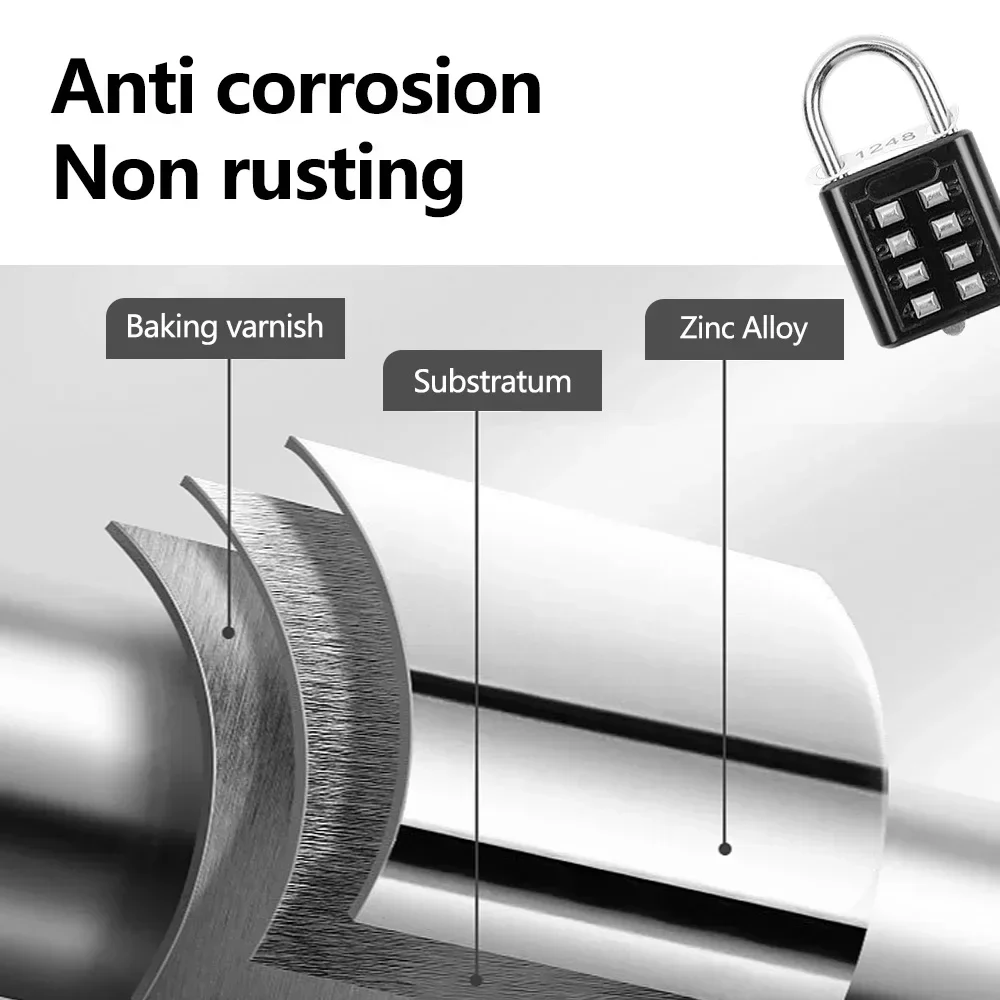 Cadenas à combinaison étanche à 8 chiffres, pour bagages de voyage, serrure antivol en alliage de Zinc avec clé fixe, Code aléatoire, coffre-fort extérieur