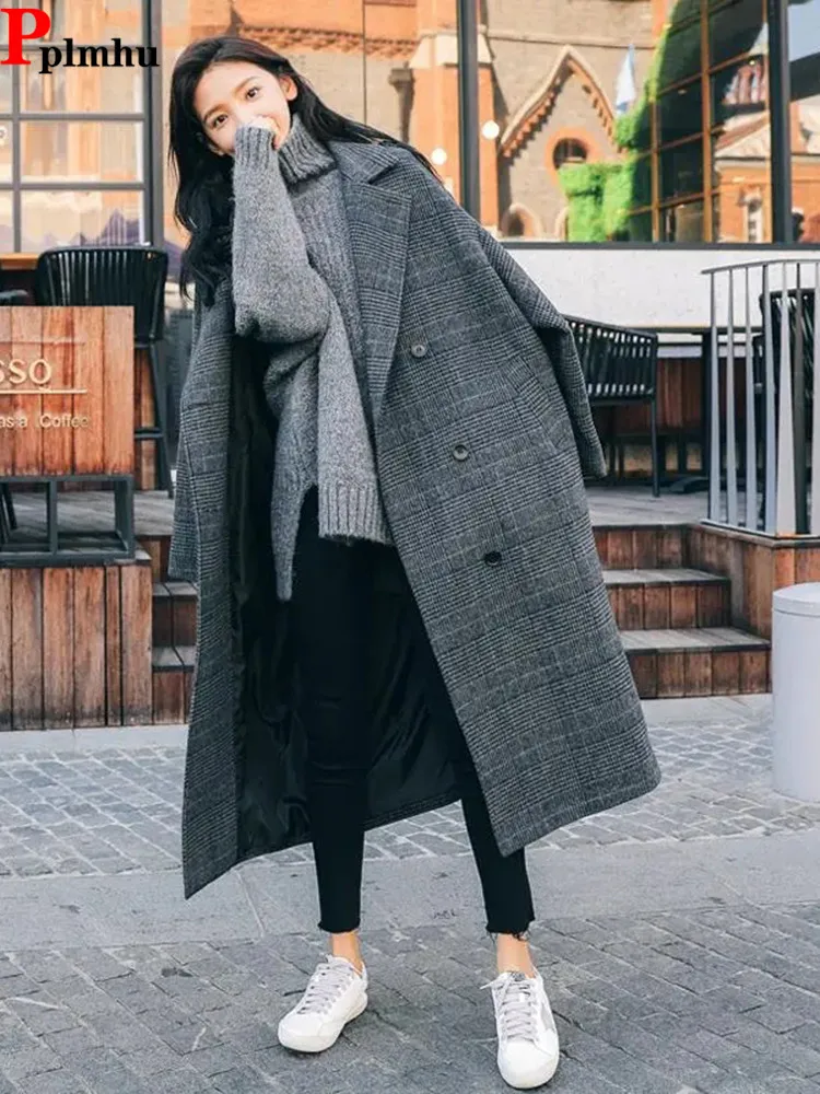 Plaid nero spesso caldo elegante misto lana solido Chaquetas temperamento di lana autunno inverno soprabito cappotti Jaquetas di alta qualità nuovo