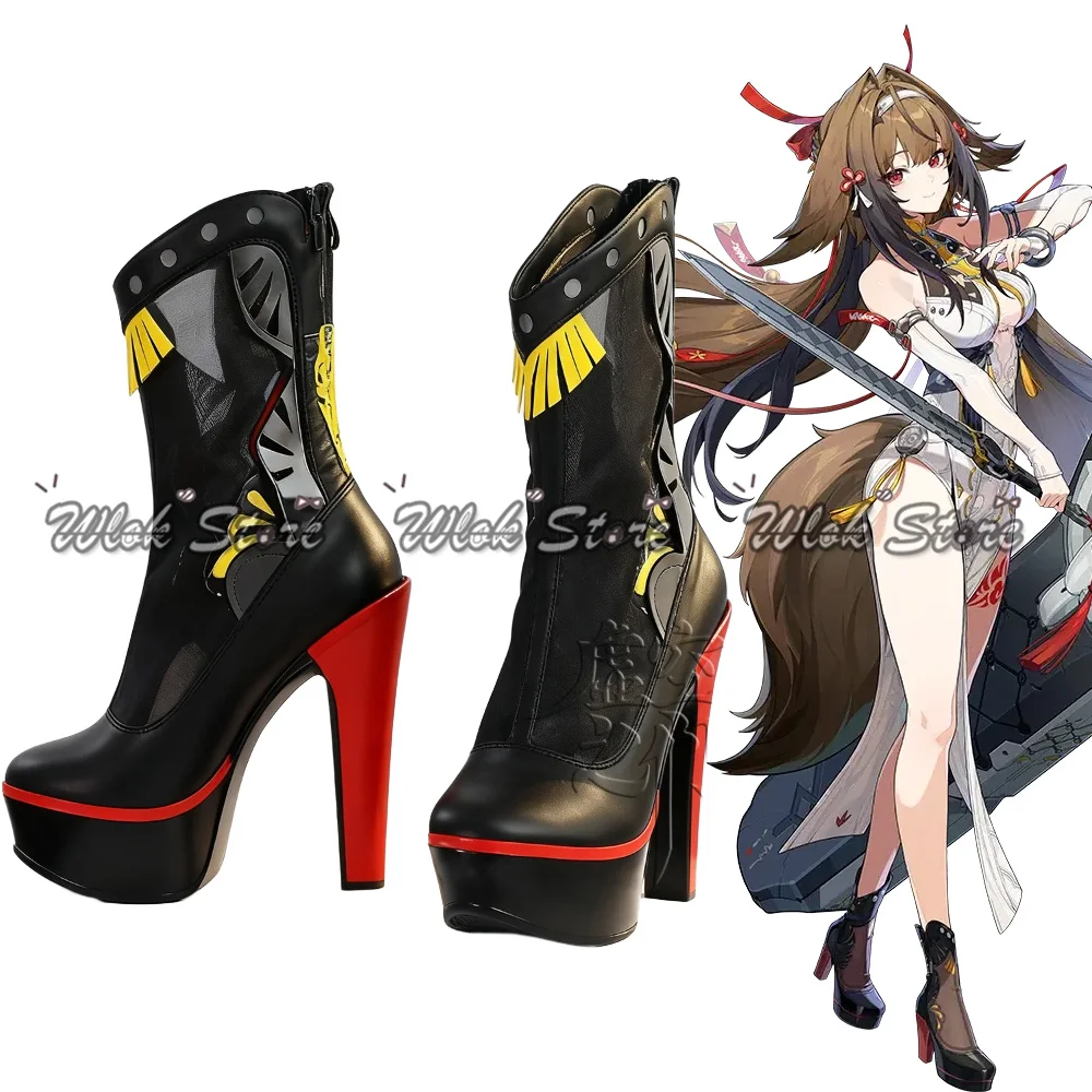 Spiel Zenless Zone Null Ye Shunguang Cosplay Schuhe Angepasst Schwarz Plattform Heels Frauen Halloween Party Karneval Rolle Spielen Schuhe