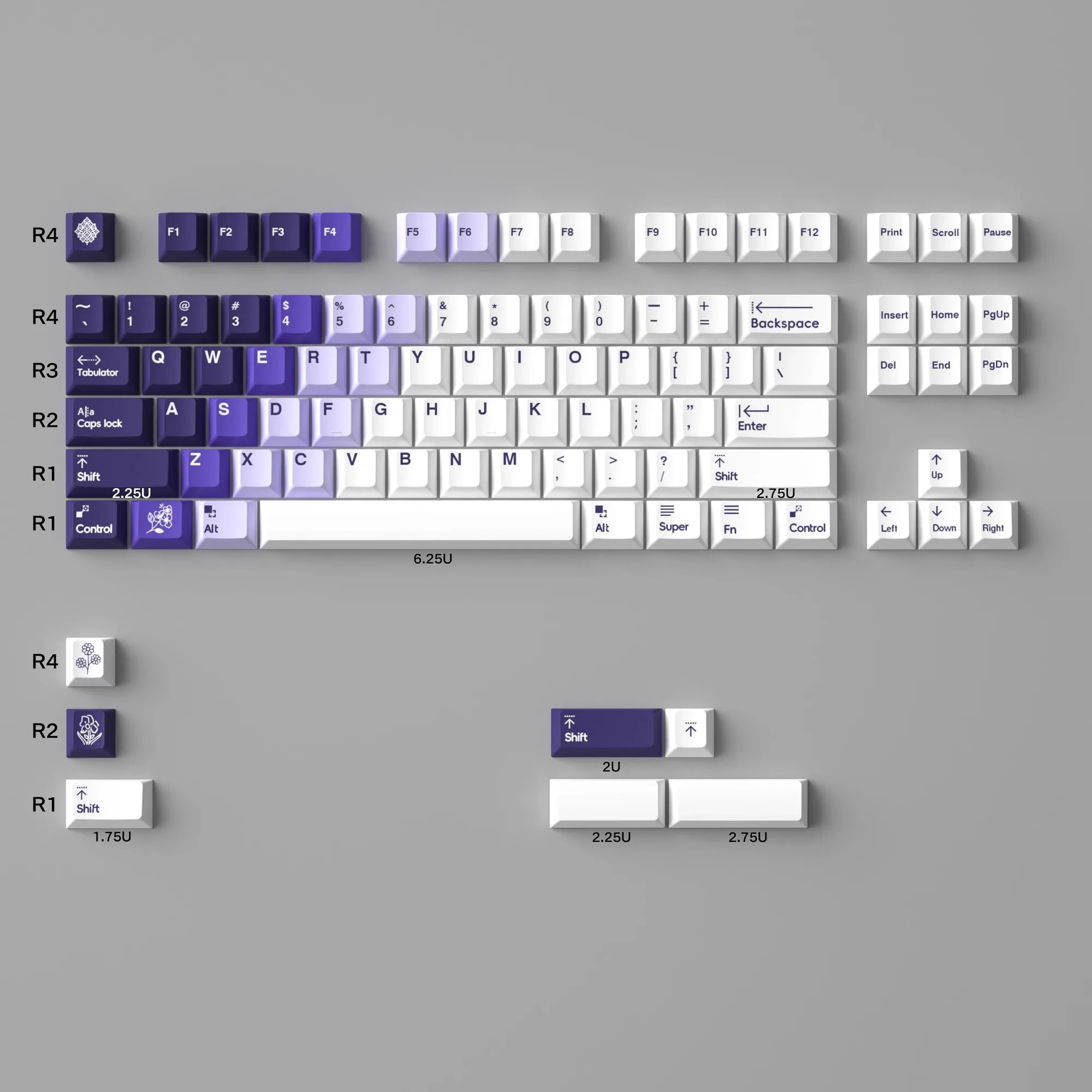 GMK Snow Mountain Dream Purple Keycaps PBT Dye Subbed Key Caps Cherry Profile Keycap With 2.25U 2.75U 3U 7U Spacebar ISO Enter