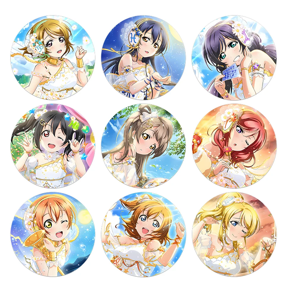 58mm Anime Lovelive Kousaka Honoka Minami Kotori Nishikino Maki Hoshizora Rin Cosplay disfraz insignia Pin SPTE broche de hojalata