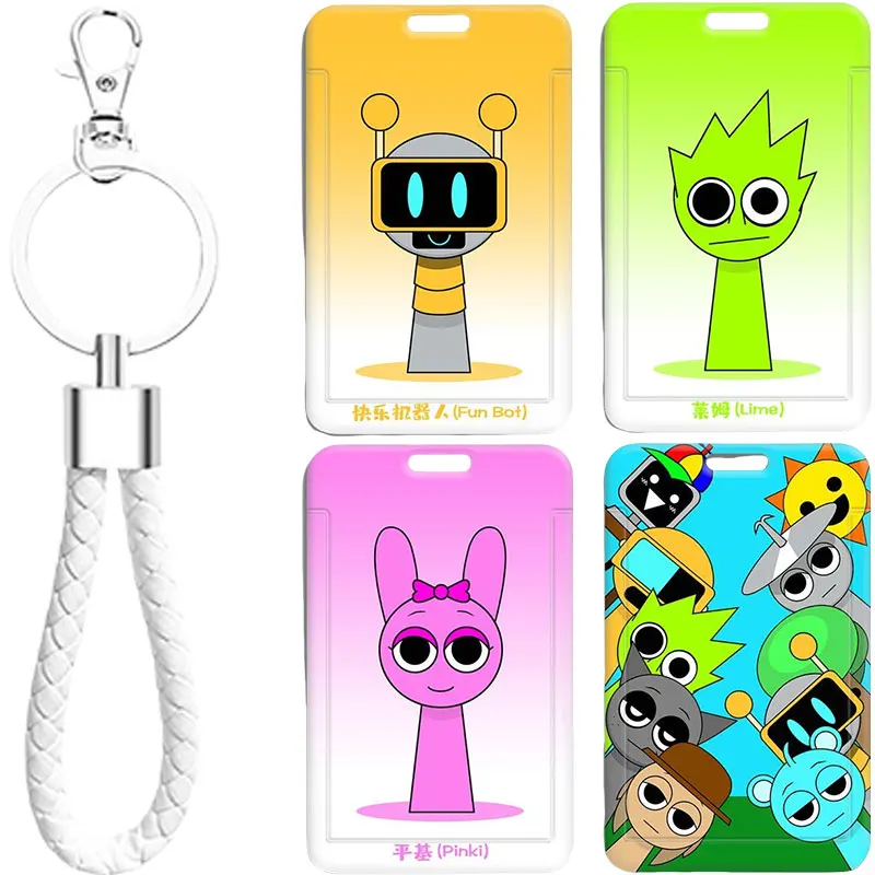 

Sprunki ID Badge Card Holder Lanyard Lovely Students Door Card Case with Key Chain Credit Cards Holder Credentials Accessories