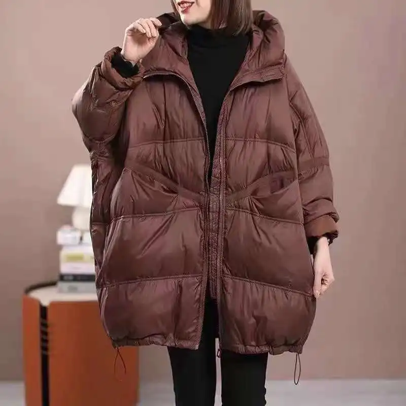 90% Duck Down Jackets Mid Long Puffer Coats Oversized Outwear Hooded Keep Warm Tops Autumn Winter