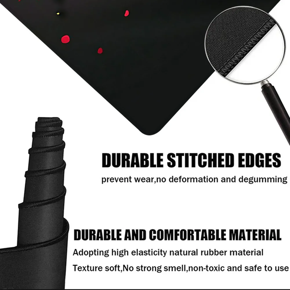 Cherry Blossoms Mouse Pad Large Black Gaming Desk Pad Desk Accessories Mousepad With Non-Slip Rubber Base Stitched Edge Deskpad