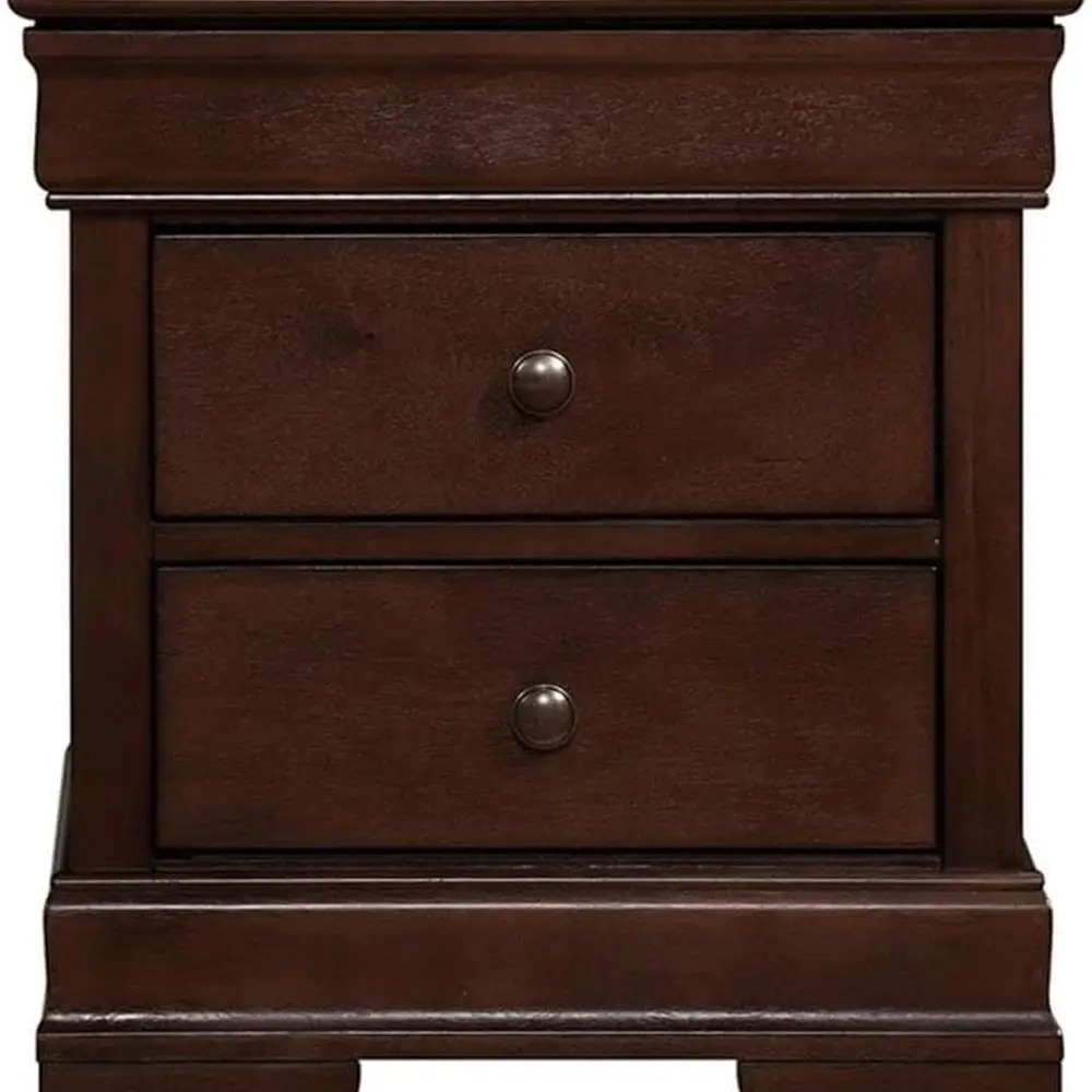 Par de mesitas de noche clásicas tridimensionales de madera de cerezo marrón