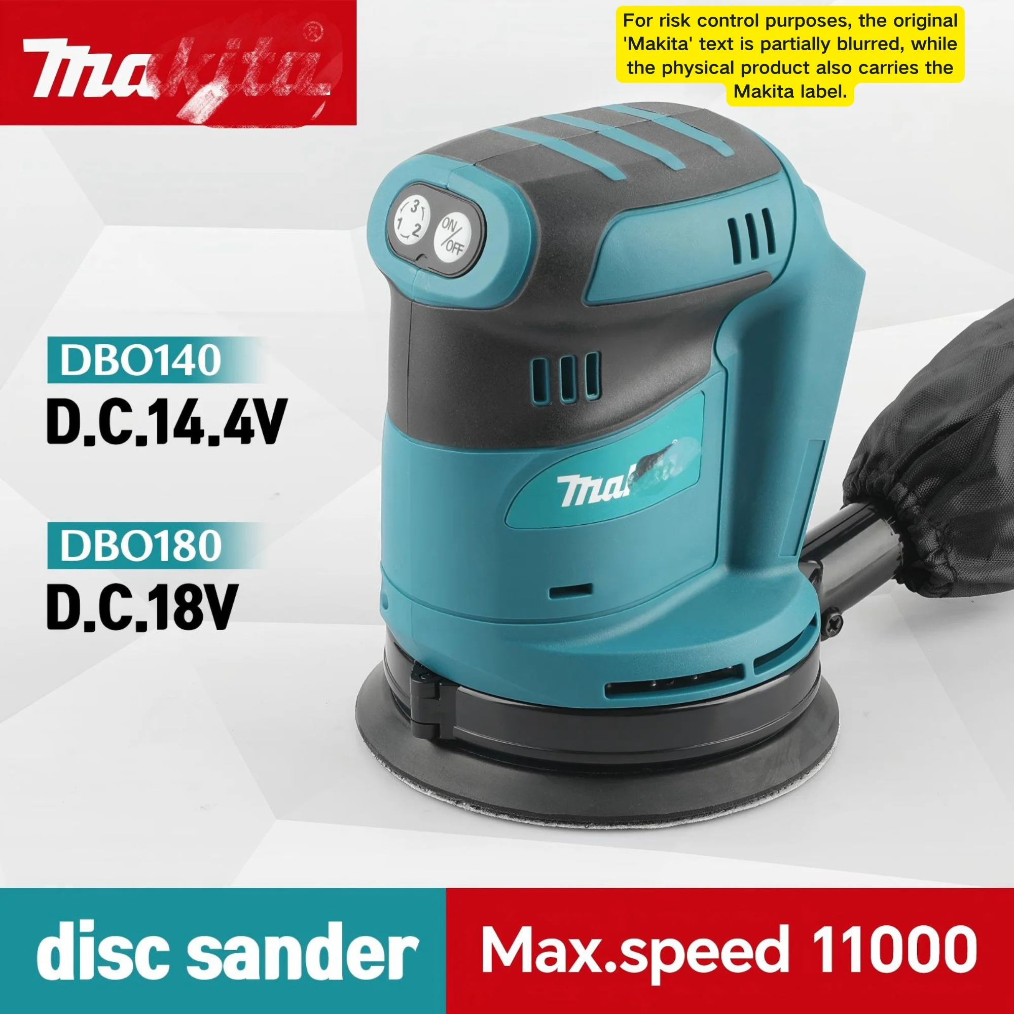makita-dbo180z-18v-brushless-cordless-rechargeable-disc-random-orbital-sander-woodworking-sanding-putty-polishing-bare-tool