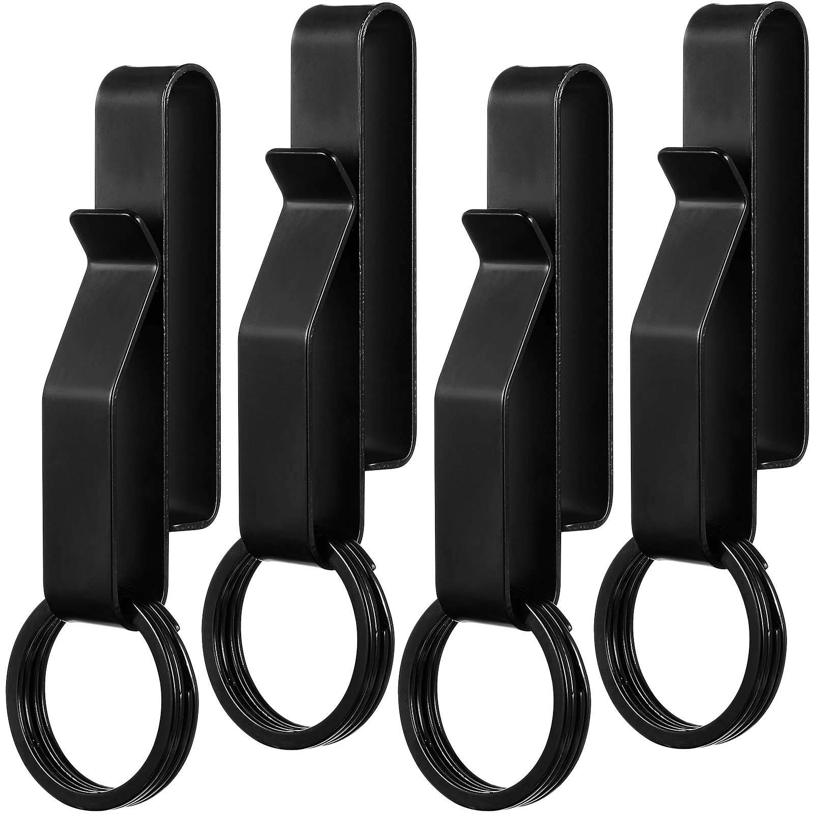 

4 pcs 4 Stainless Steel Key Clips Duty Belt Holders Heavy Metal Keychains Thick Belts Portable Black Hunting