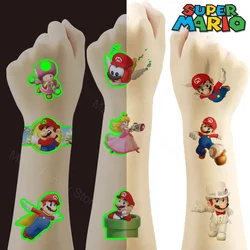 Super Mario Bros Luminous Tattoos for Kids Temporary Tattoos Stickers Boys Girls Glow Birthday Party Supplies Gift for Children