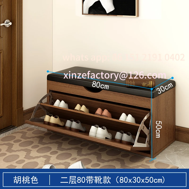 Customizable Tipping Bucket Shoe Change Stool Home Door Shoe Cabinet Seated Shoe Stool Walnut Door Rack Light Luxury Ho