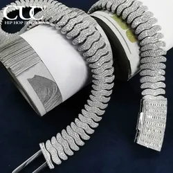 CUC Iced Out Centipede Chain Men Hip Hop Choker Necklace Micro Pave Cubic Zirconia Silver Color Link Fashion Jewelry 2023