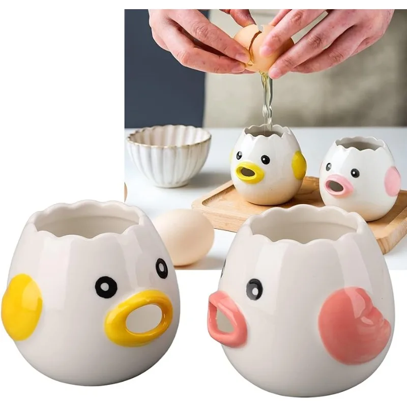 Cartoon Egg Separator Mini Egg White and Yolk Separator Practical and Simple Ceramic Egg Separator Suitable KitchenTools