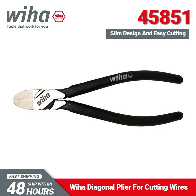 

Wiha 45851 Black Forest Diagonal Pliers 160mm Long No-slipping Slim-design Cutting Tool Easy Cutting Long Service Life