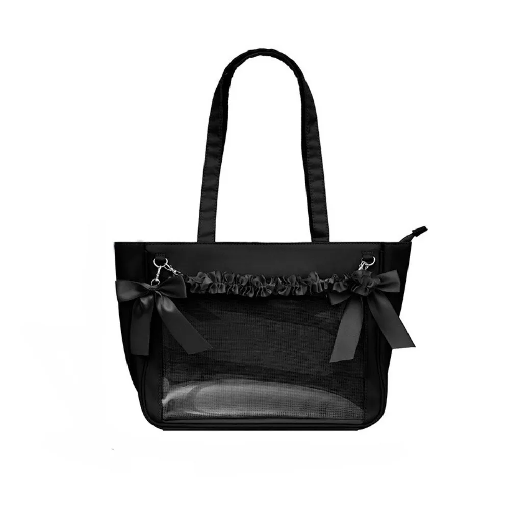 

Cute Large Capacity Bow Ita Shoulder Bag Clear Sweet Transparent Pocket Itabag Japanese Style Badge Display Shoulder Bag Woman