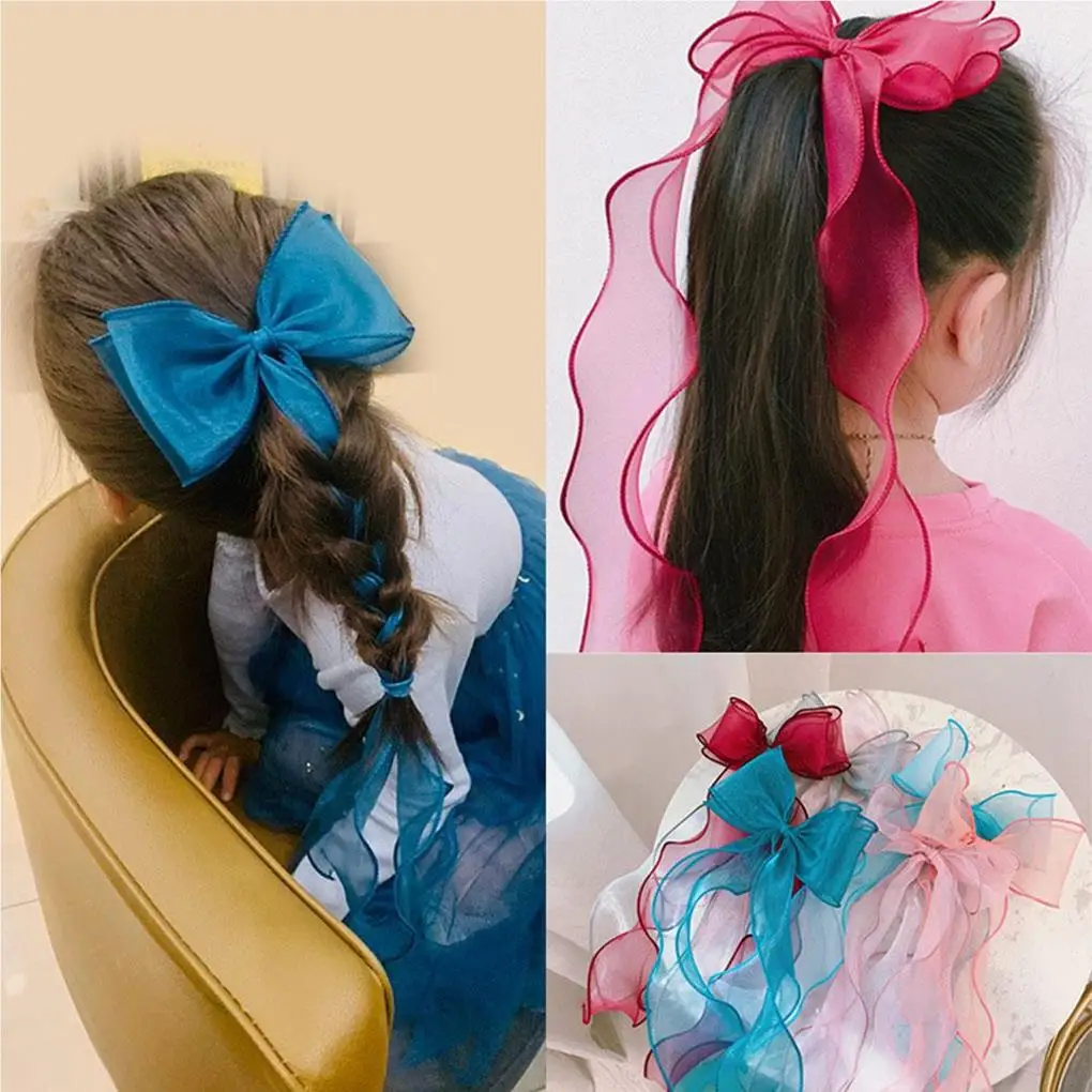 Children Cute Lace Bow Hair Clips Double-Layer Ponytail Holder Ribbon Hairpin Lovely Sweet Barrettes Styling Accessories