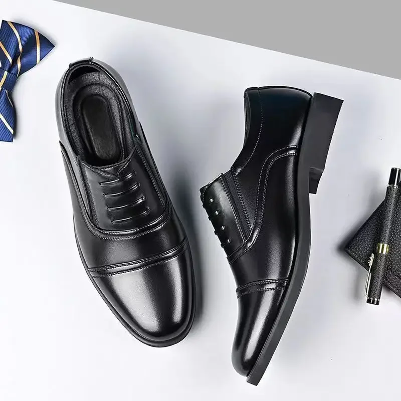 2024 High Quality Leather Men Shoes Lace-Up Business Dress Men Oxfords Shoes Male Formal Shoes Their Flat Office