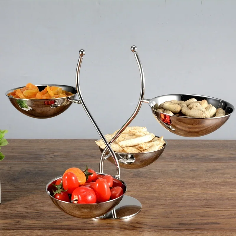 

Stainless Steel Snack Tray Bar Ktv Fruit Dish Metal Fruit Plate Dim Sum Dish Dried Fruit Candy Rack Partition Dessert Snack Rack