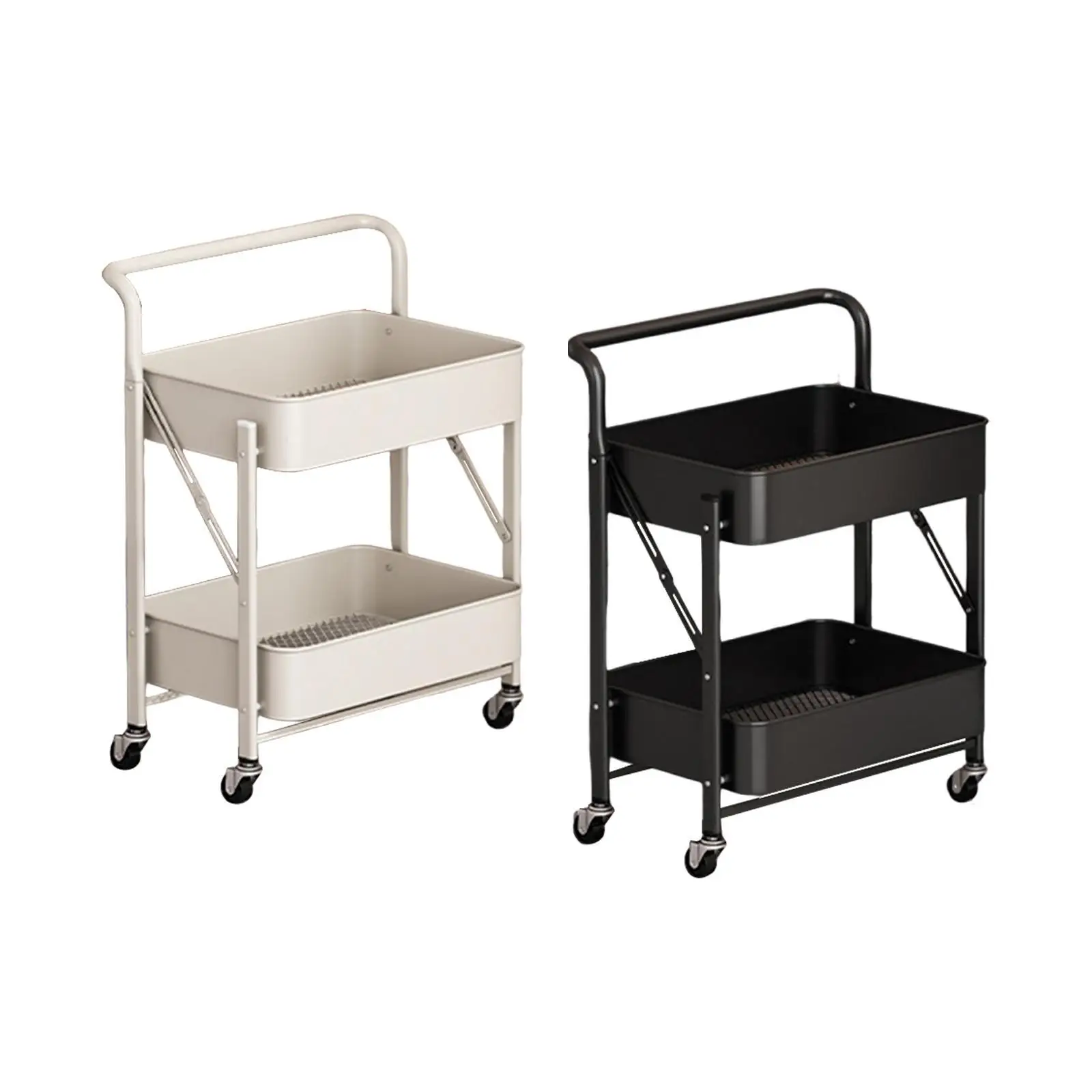 

Rolling Cart on Wheels Folded Fruit Vegetable Basket for Living Room Laundry