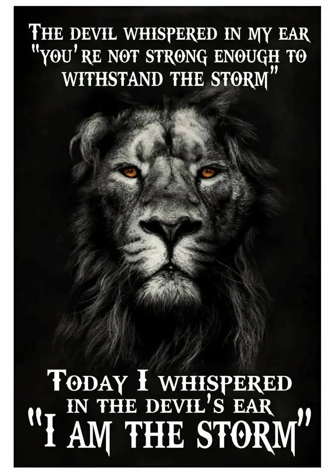 

Lion Poster The Devil Whispered in My Ear - I Am The Storm， Art Picture Print Silk Poster ，Home Wall Decor