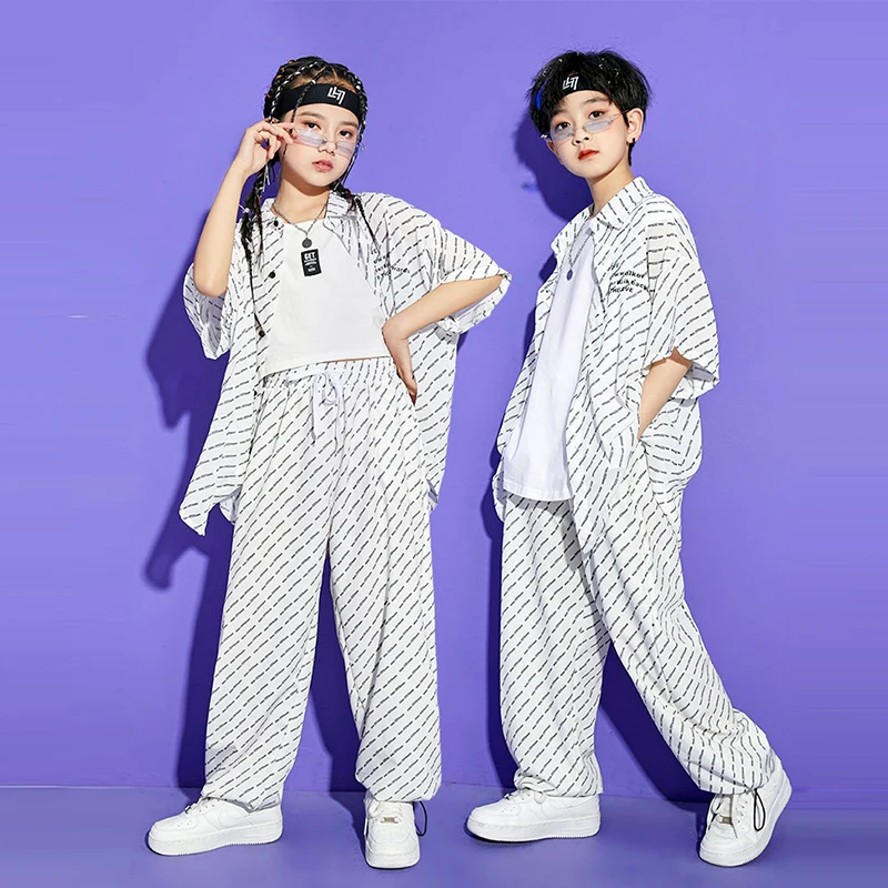 Vêtements de danse Hip Hop pour filles, tenue de danse de rue, chemise ample, pantalon, pour spectacle de Jazz à l'école de la journée des enfants, YS3289