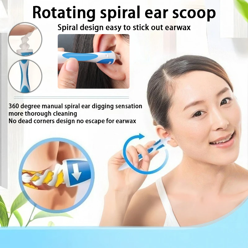 

Hot selling adult silicone ear scoop rotating spiral ear cleaning set portable ear cleaner 360 degree cleaning tool for earwax