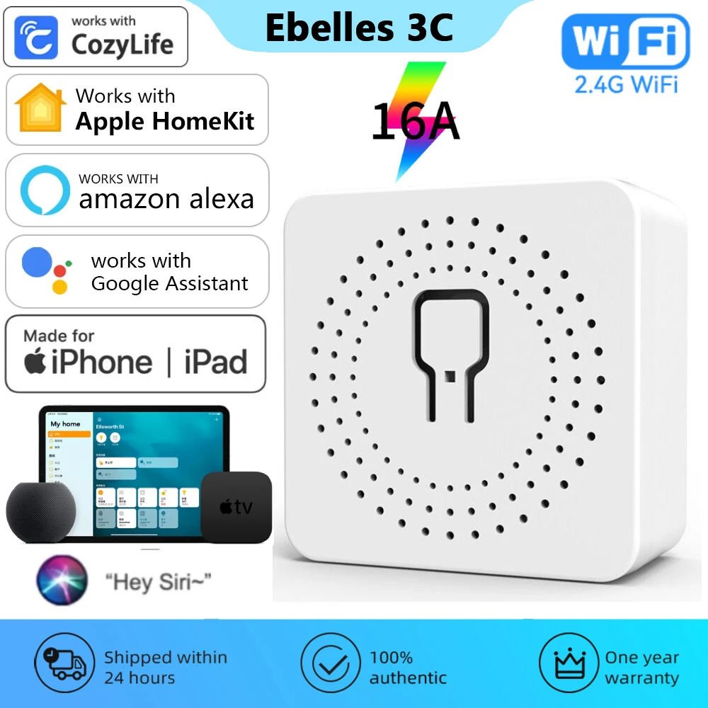 

Homekit Mini WiFi Smart Switch Module 2 Way Control Smart Home Automation Timer Voice Control for iPhone Siri Alexa Google