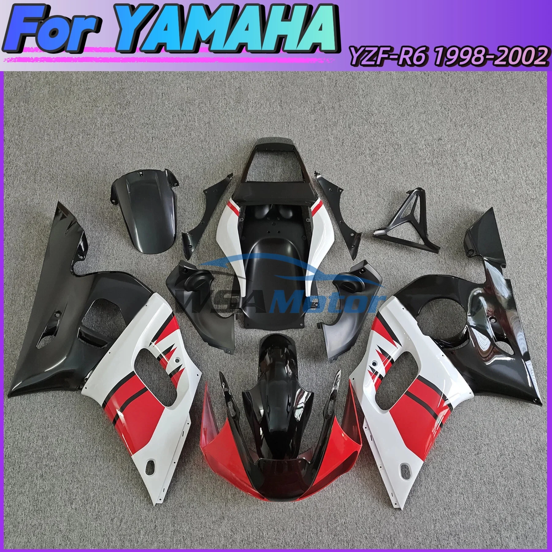 Motorcycle Accessories For YAMAHA YZF-R6 R6 1998 1999 2000 2001 2002 Carbon Painted Look Retrofit Parts Fairings Fenders Panels