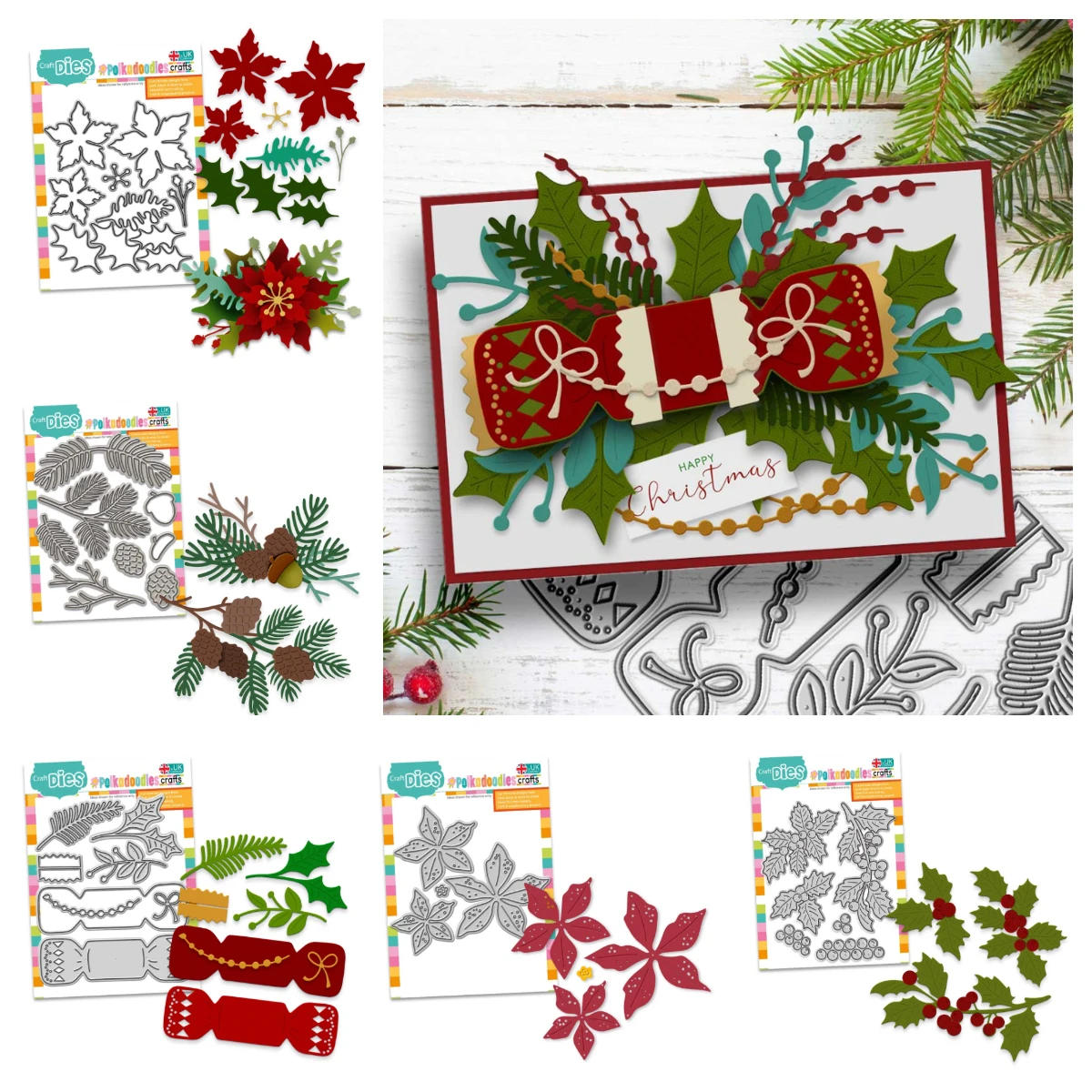 

2025 October New Poinsettia & Holly Flower Christmas Holly Berrymetal Cutting Dies for DIY Scrapbook Handmade Diary Album Cards