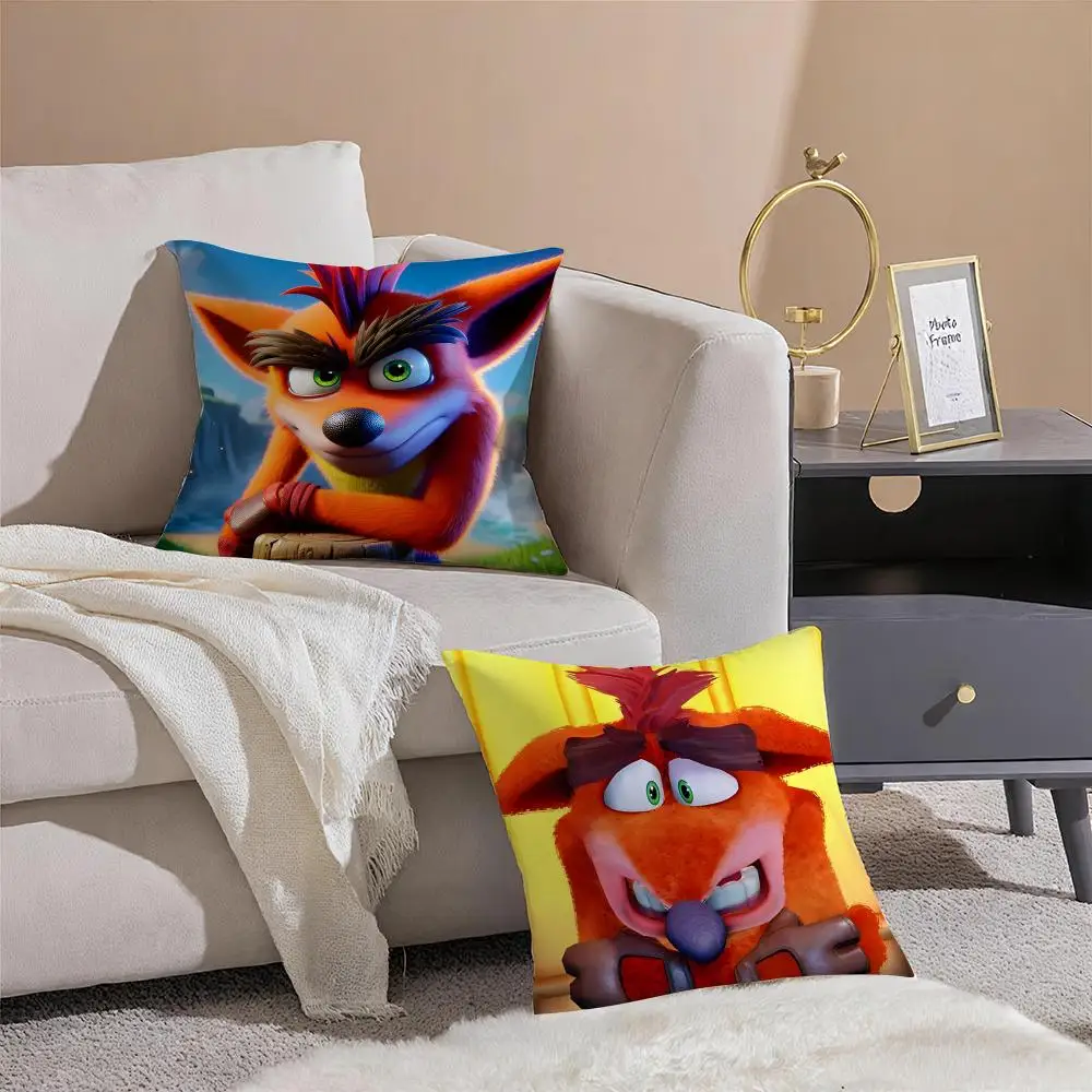 Retro game Crash Bandicoot Cushion Cover Throw Pillow Cover Hidden Button Durable Polyester Chair Cushion