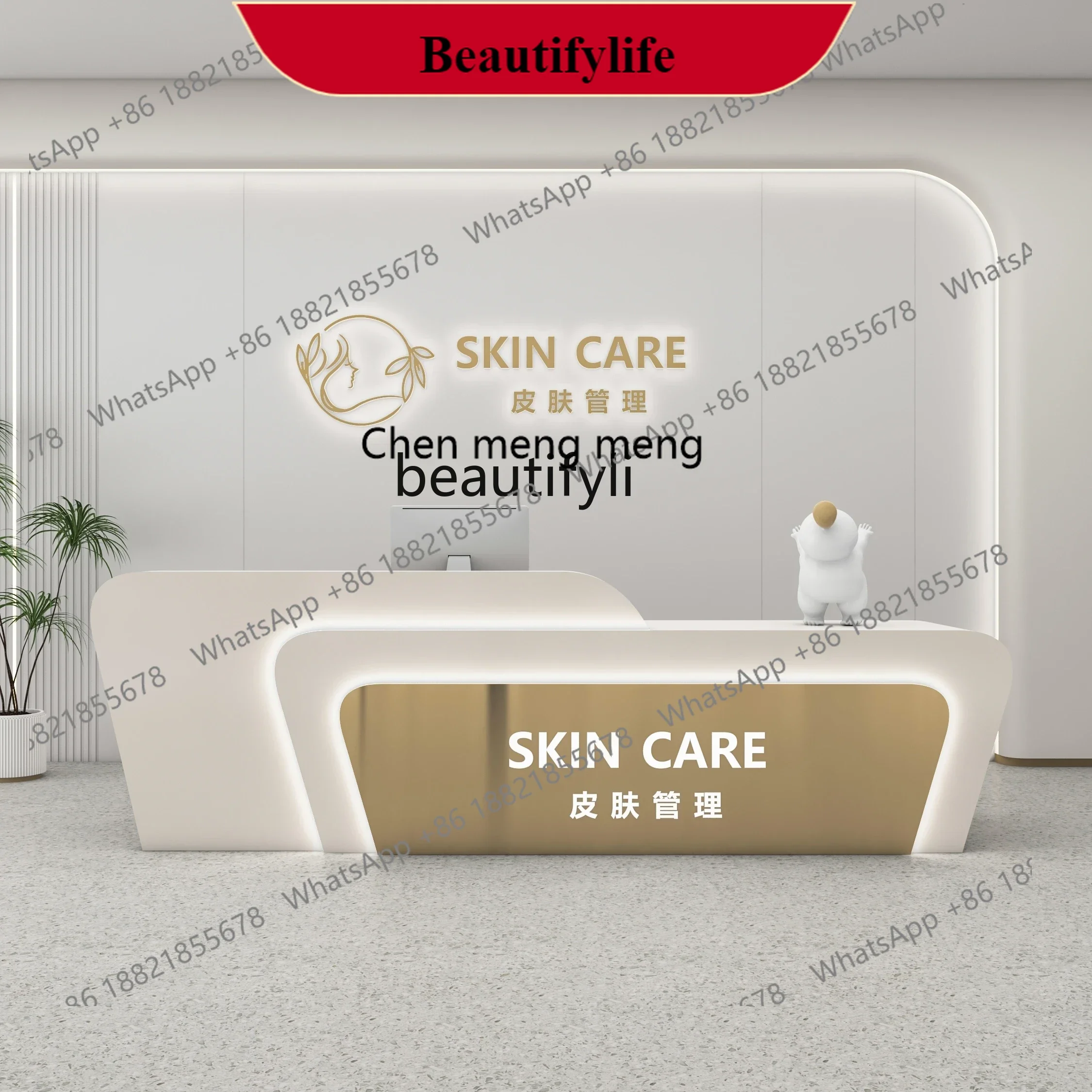 G153 Beauty salon Stainless steel checkout page Company front desk Dental bar counter Training institution Reception desk