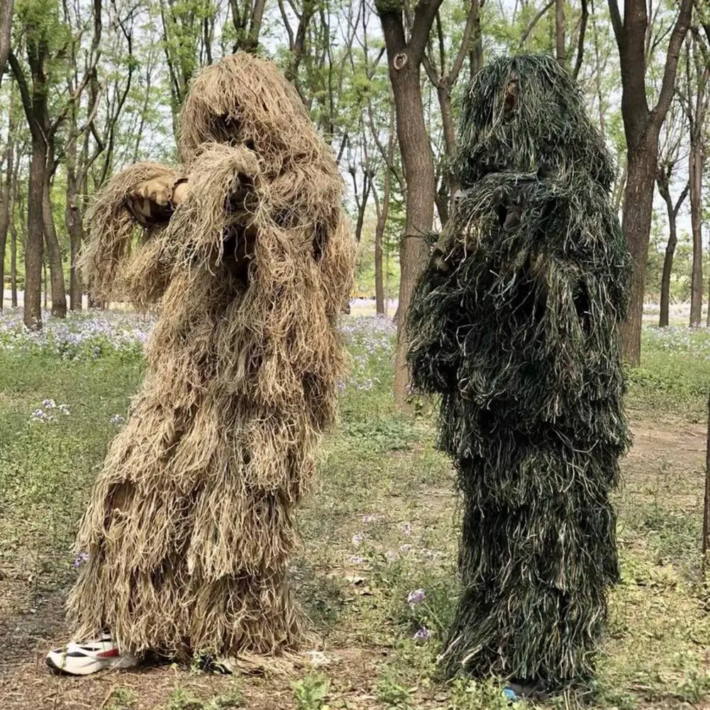 5Pcs Adult Ghillie Suit Kids Hunter Clothing Gillie Suit Hunting Suit Birding Clothes Woodland Desert Camo Woodland Clothes