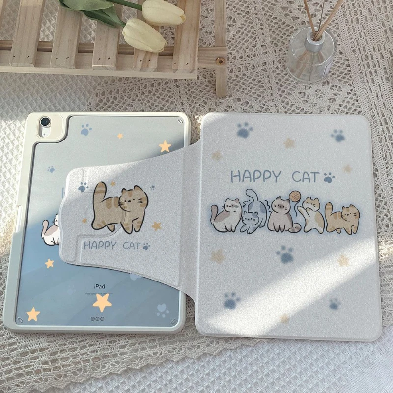 

Чехол Line Kitten для iPad Air 4/5, чехол для iPad 10,2, 9-го, 8-го поколения, чехол для iPad Pro 11, чехол 10-го Mini 6 Pro, 10,5 12,9, вращающаяся крышка