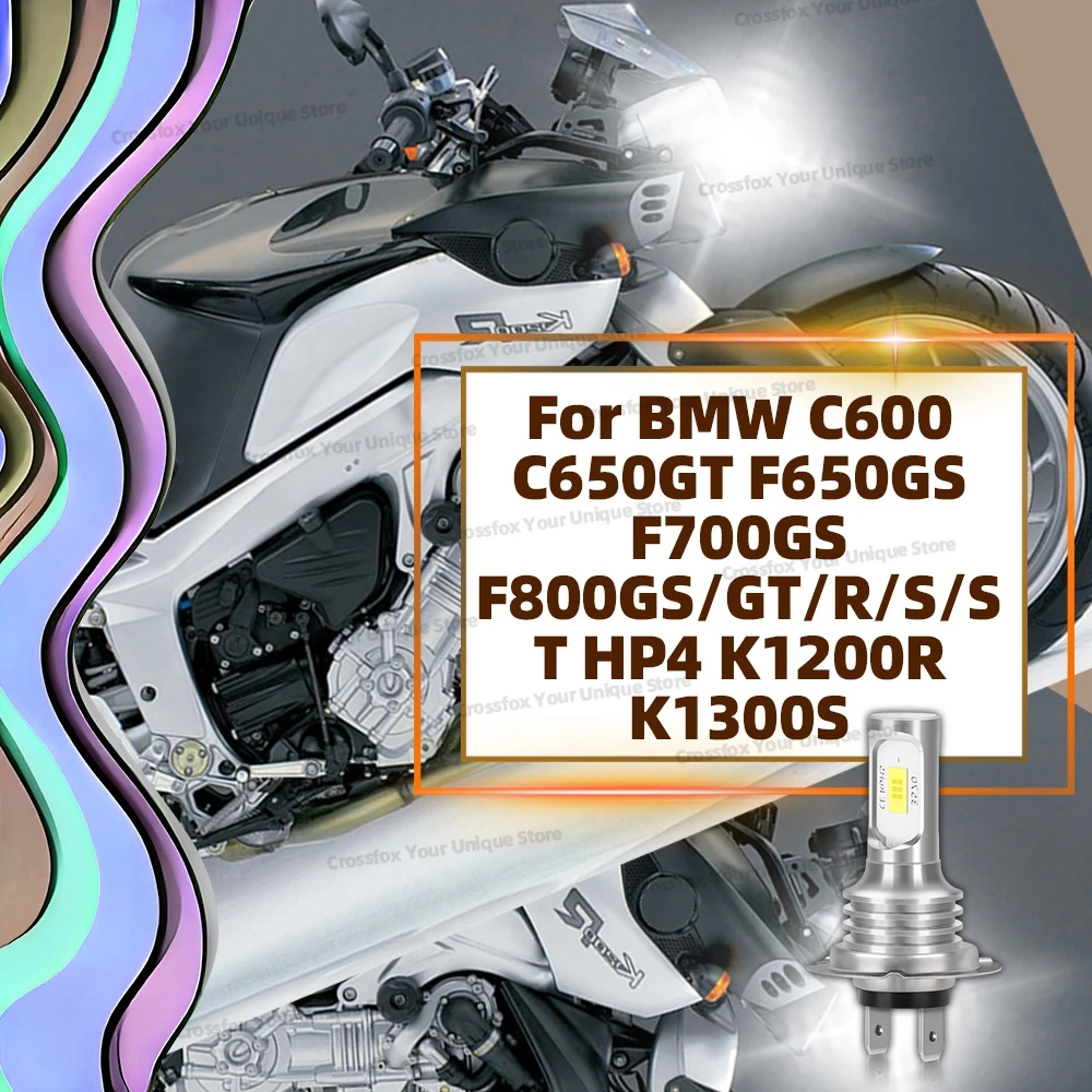 1PC H7 Moto Headlight Bulb For BMW C600 C650GT F650GS F700GS F800GS/GT/R/S/ST HP4 K1200R K1300S Motorcycle Light 45W LED 6000K