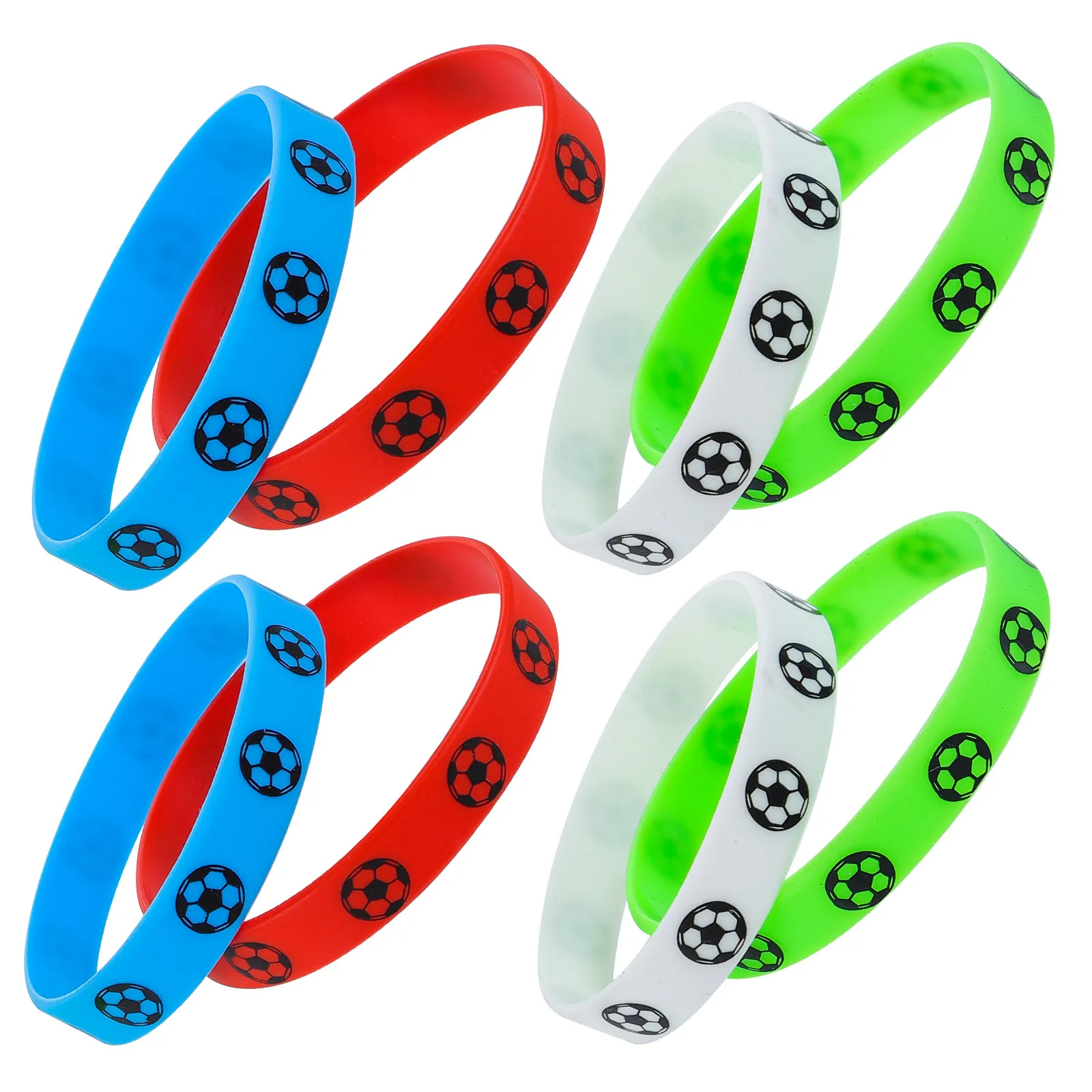 8Pcs Football Wristbands Soft Silicone Soccer Bracelets Chic Sports Fans Supply Wear-Resistant Gift for Teams Coaches Players