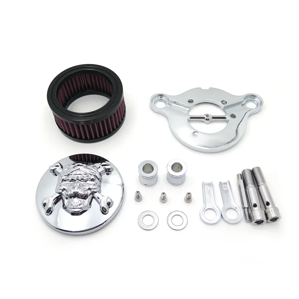 Skull With Cross Bone Air Cleaner Intake Filter System Kit For 1988-2015 Harley Davidson Sportster XL883 XL1200 Chrome