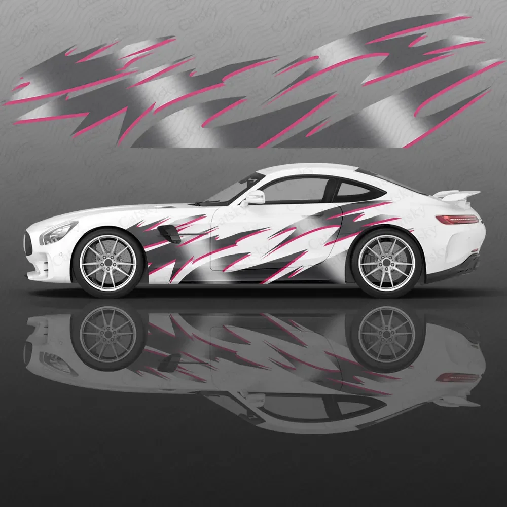 Racing Geometric Pattern Car Body Sticker Anime Itasha Vinyl Car Side Decal Sticker Car Decor Sticker Cars Protective Film