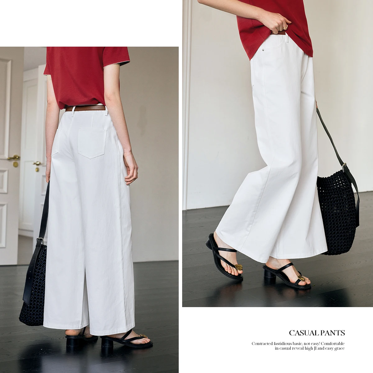 OLrain High Waist White Jeans Women 2025 New French Casual Loose Wide Leg Straight Cotton Denim Pants Woman's Trouser N57CA96651