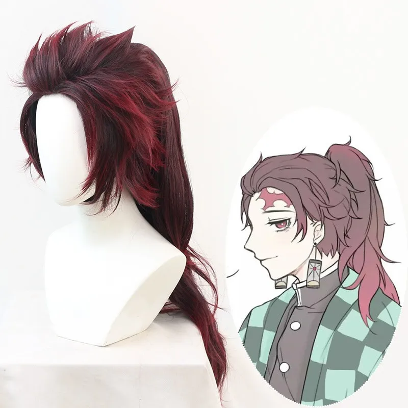 Custom Adult Kamado Tanjiro Cosplay Wig, Demonized Long Version
