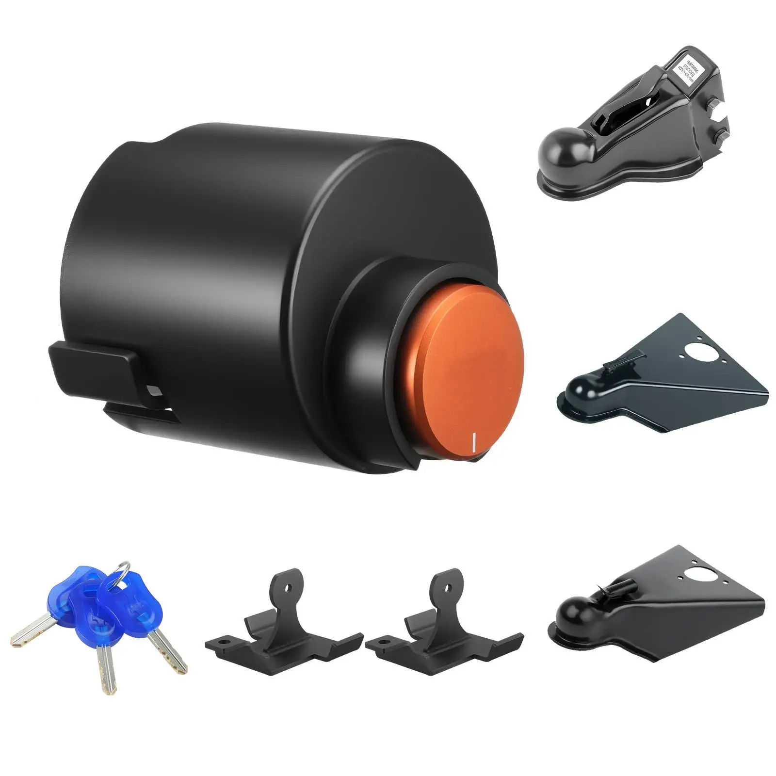 Trailer Lock, Fits 2 & 2-5/16-Inch Straight Tongue Ball Couplers, Heavy Duty Hitch Lock with 3 Keys Secures Security Chains, Anti-Theft for rv Trailer Tongue Locks for rv , Trailer, Boat