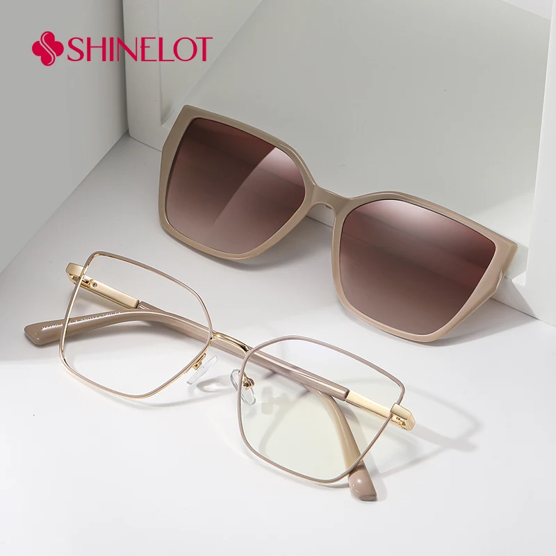 

97780 Unique Carft Clip on Sunglasses Polarization Magnetic Sun Glasses UV400 Female Shades Casual Glasses for Modern Lady