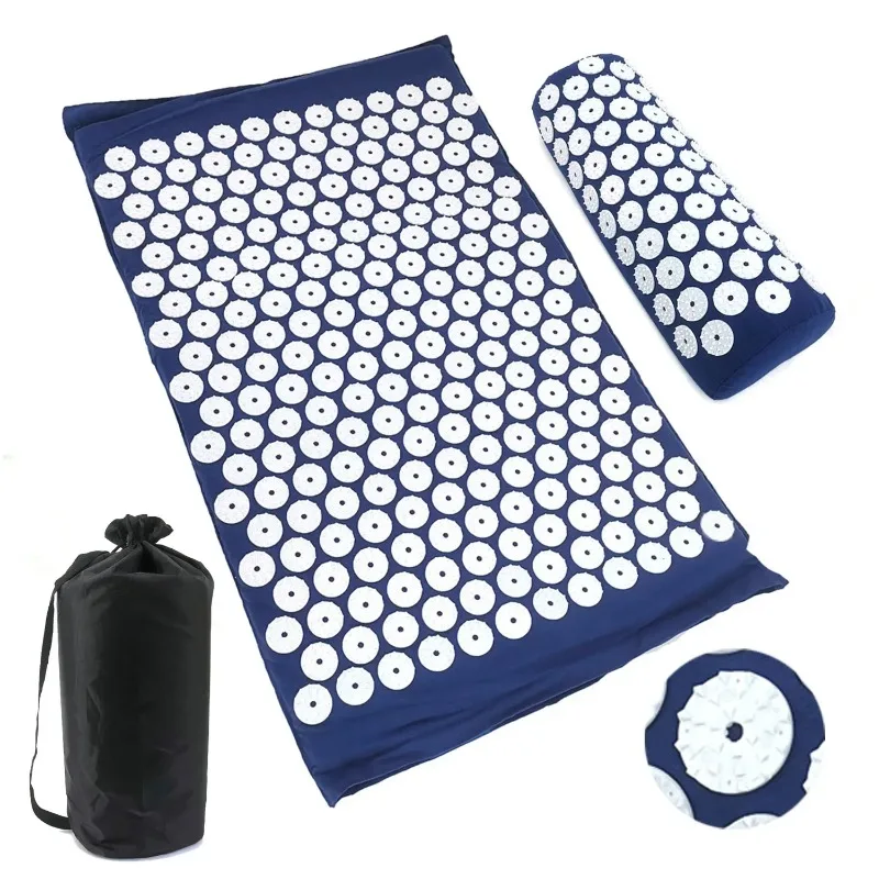 Set Massager Cushion Massage Yoga Mat Acupressure Relieve Pain Stress Back Body Pain Spike Mat Acupuncture Mat and Pillow Set