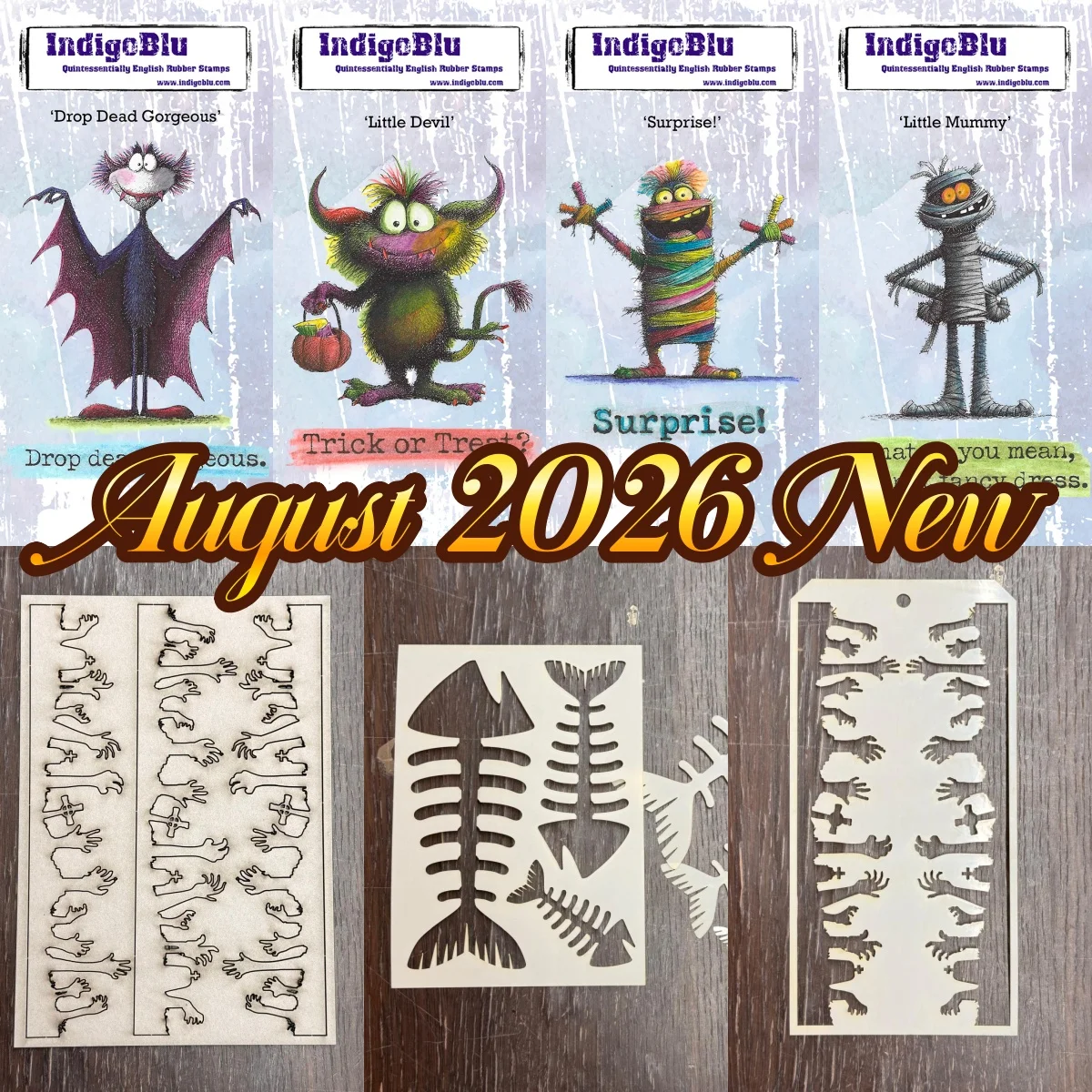 August 2026 New Halloween Fish Bones Devil Bat Mummy Clear Stamps Stencil For DIY Decorating Scrapbook Diary Embossing Template