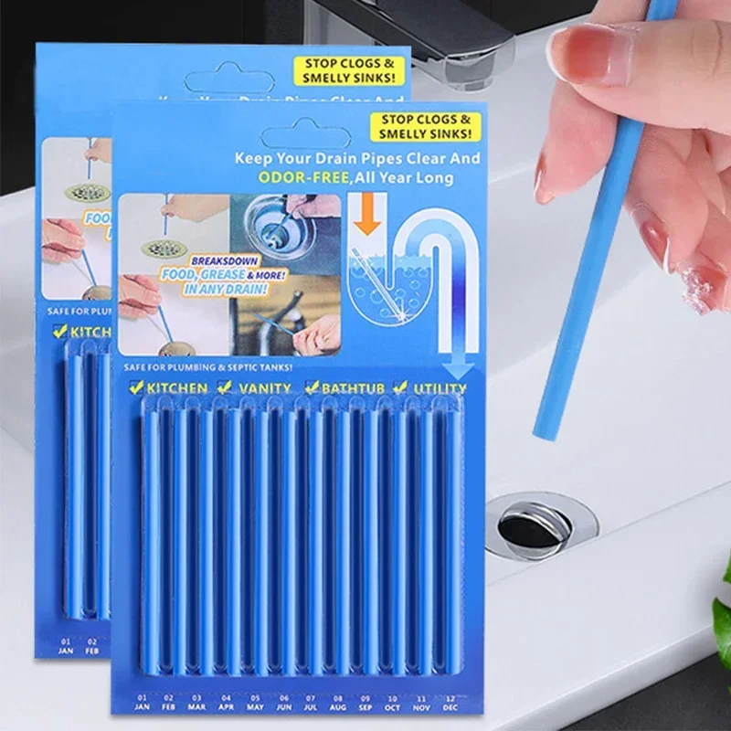 60pcs 10cm Drain Cleaners Sticks Eliminate Odors Stop Clogging Tools Sewage Decontamination Clean Sewer Kitchen Bathroom Toilet