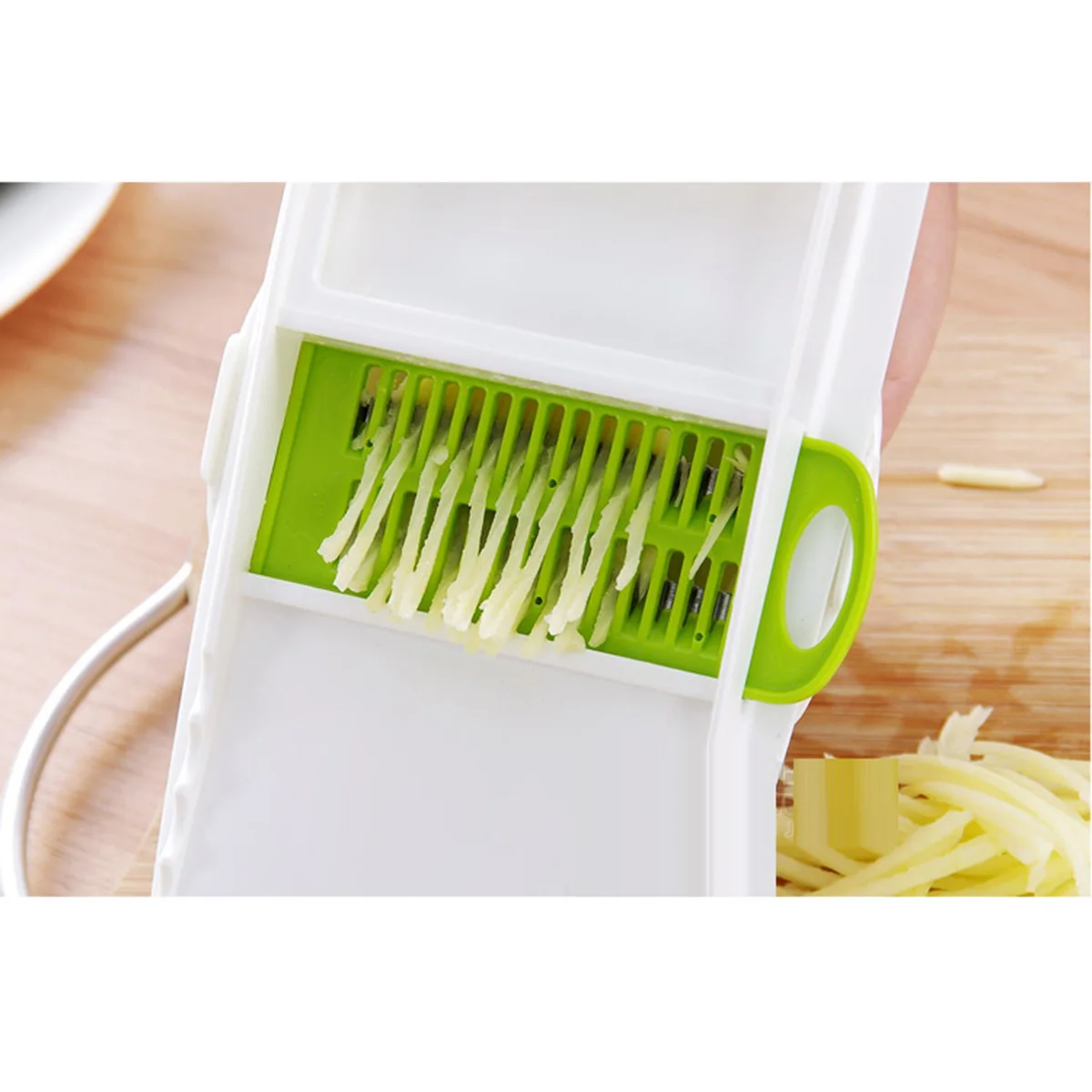 

Multifunctional Vegetable Slicer with 5 Blades Hand Guard Non-Slip Base for Chopping Fruits Nuts Meat Salad Hummus Salsa