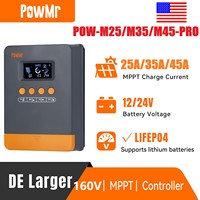 PowMr MPPT 25A/35A/45A Solar Charge Controller 12V/24V Solar System for Battery 60V 80V 100V Dual USB 300W-1080W PV Charger MPPT