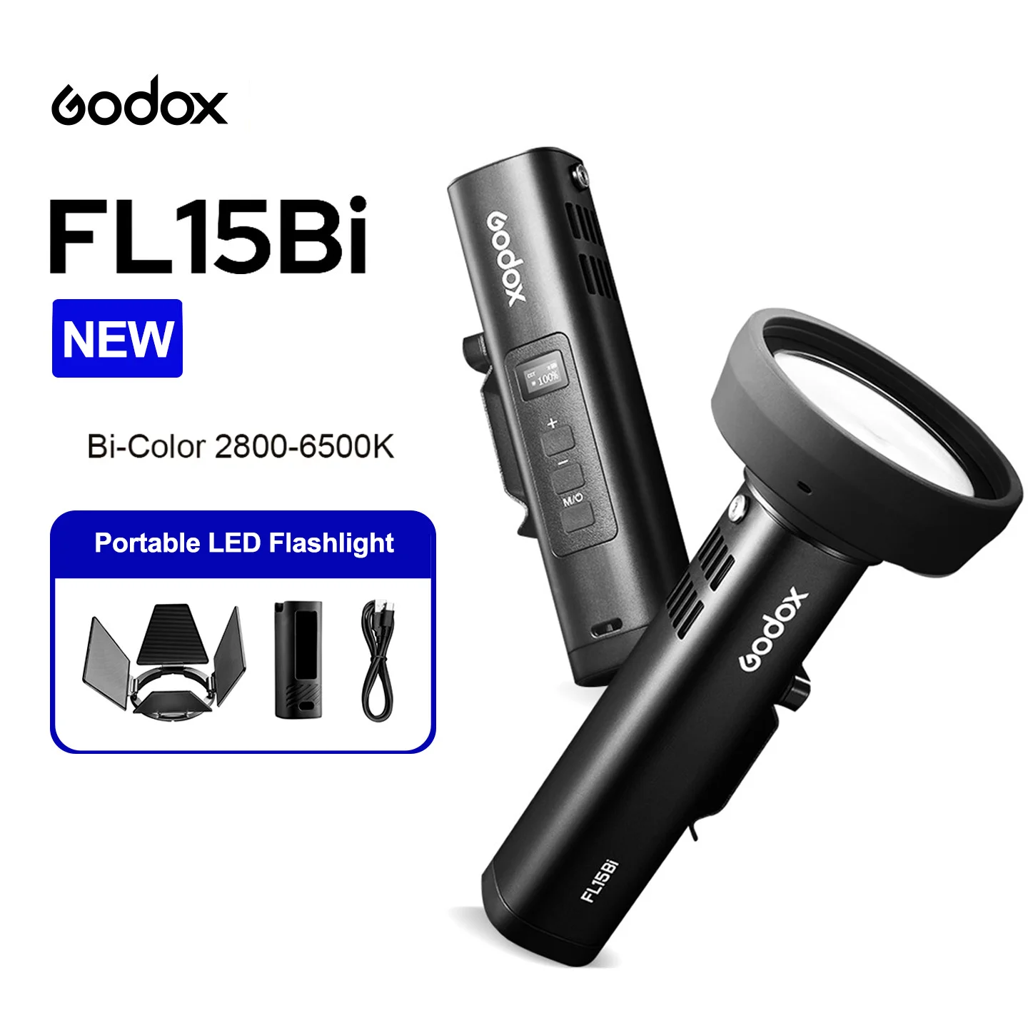 

Godox FL15Bi Portable LED Flashlight 2800-6500K 11 Light Effects 4750mAh Battery Waterproof APP control for Studio Vlog Video