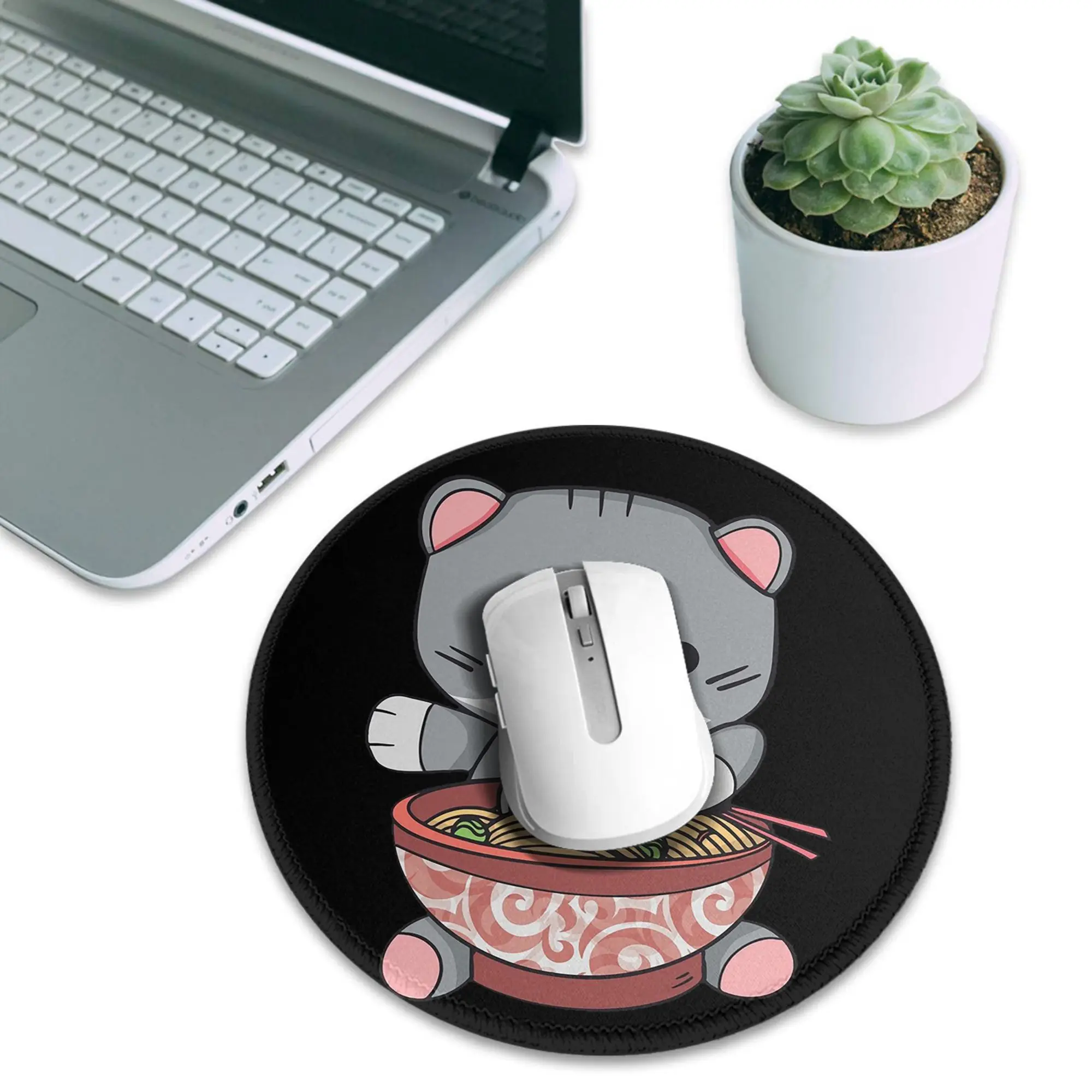 Kawaii Ramen Cat  Mouse Pad Computer Keyboard Mouse Mat Gamer PC Laptop Desk Mat Office Accessories Table Mats
